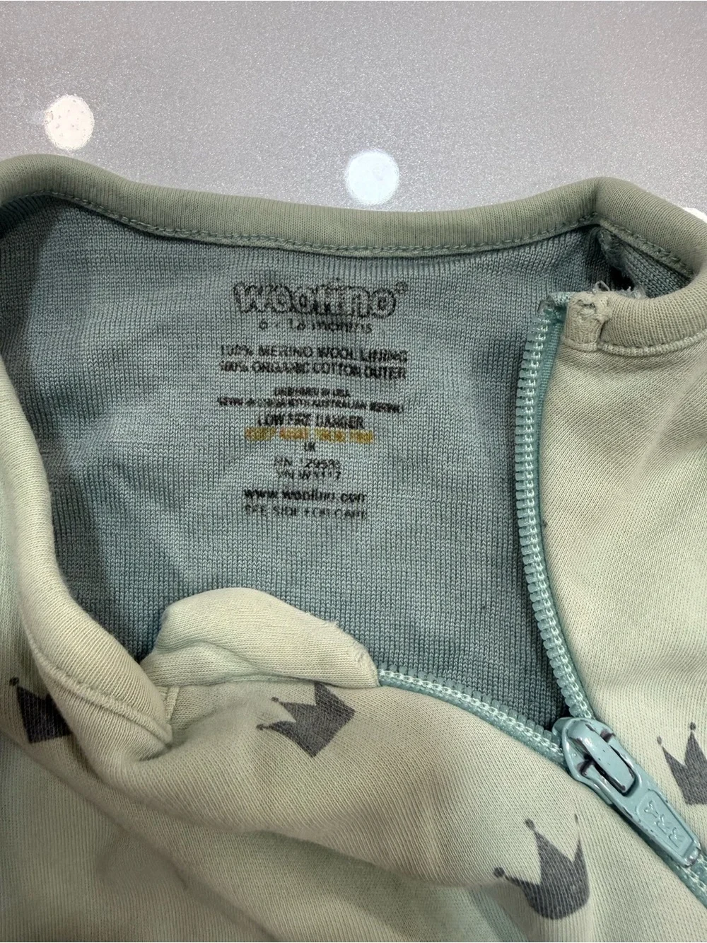 Woolino Crown Patterned Merino Wool Sleep Sack 6-18 months